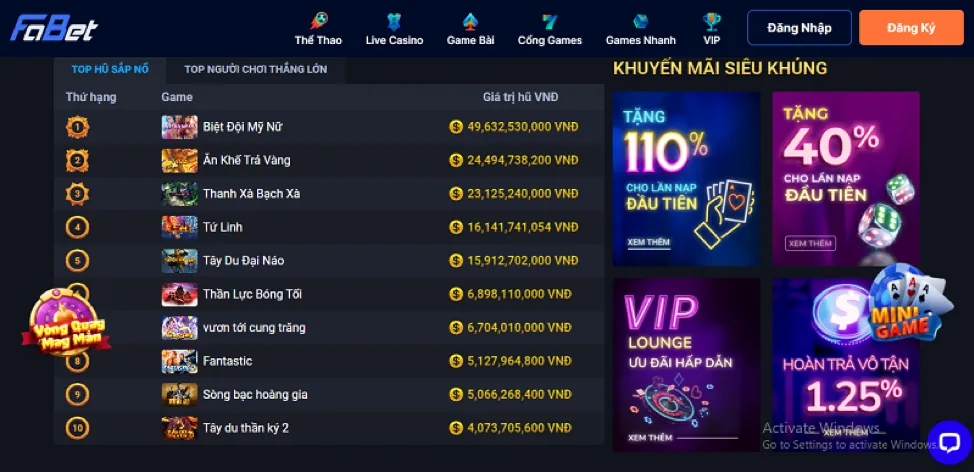 Thưởng nạp tiền t88